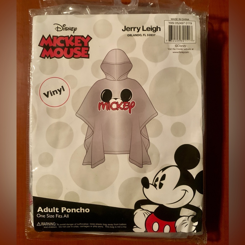 Disney Mickey Mouse Gray Vinyl Poncho